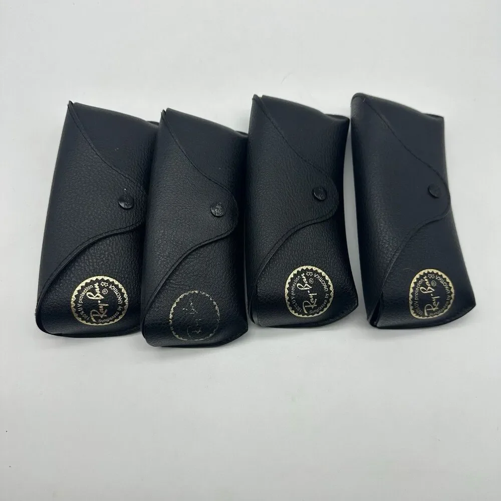 Lot of 4 Ray-Ban Sunglasses Cases Black Textured Leather Replacement Snap